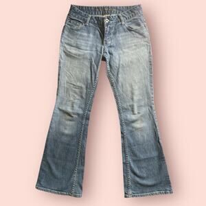 Vtg Jeans Womens Size 3 Short Petite Low Flare Y2K Light Wash Denim Baddie 2000s